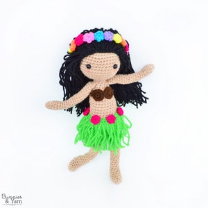Hannah the Hawaiian Doll - CROCHET PATTERN in English - 11 in./28 cm. tall - Amigurumi Doll Crochet Toy - Instant PDF Download