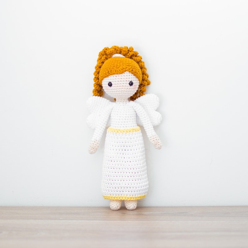 CROCHET PATTERN in English Emma the Angel Doll 11 in./28 cm. tall Amigurumi Doll Crochet Toy Instant PDF Download image 1