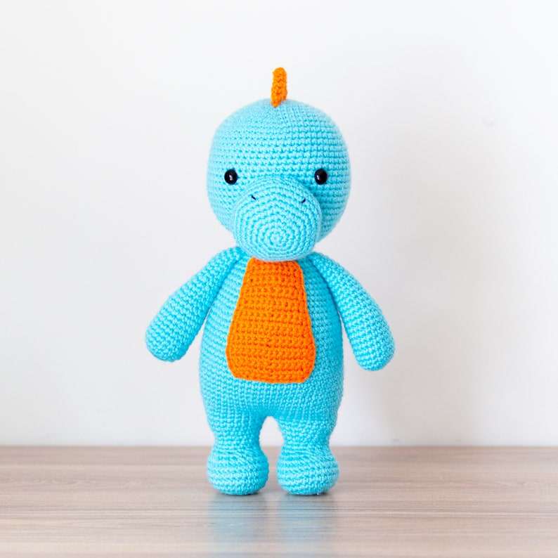 Bruce the Friendly Dinosaur Crochet Pattern in English and Spanish 14.5 in./37 cm. tall Amigurumi Pattern Instant PDF Download image 4