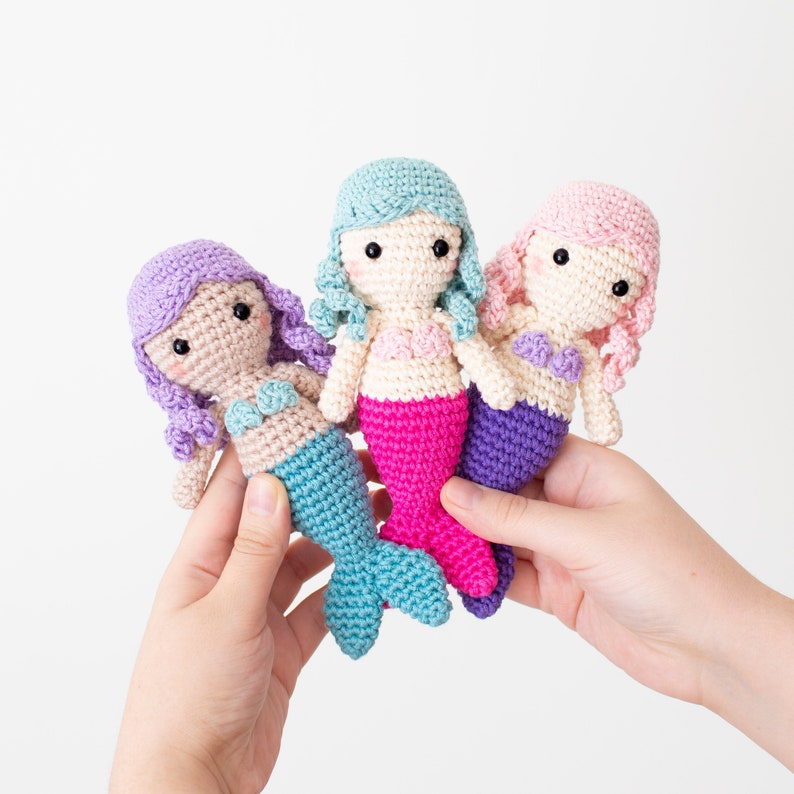 Lucy la Sirena Mini Patrón de Crochet en Inglés y Español Amigurumi Ganchillo Descarga Instantánea PDF imagen 8