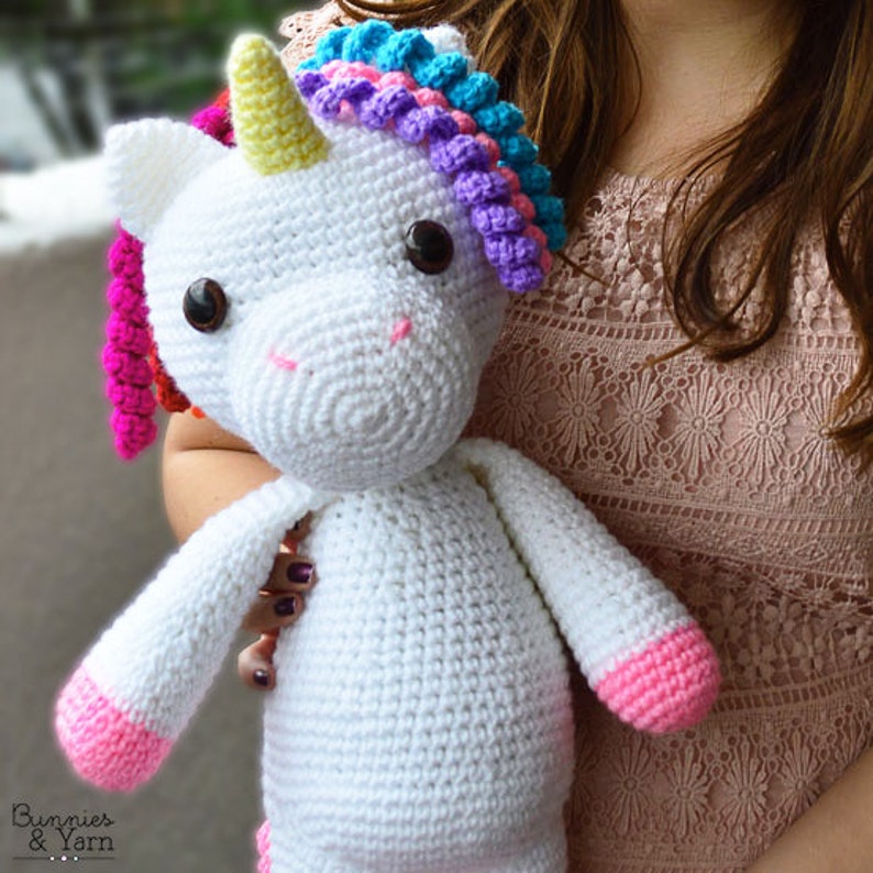 CROCHET PATTERN in English and Spanish Mimi the Friendly Unicorn 15/38 cm. tall Animal Amigurumi Kids Toy Instant PDF Download image 6