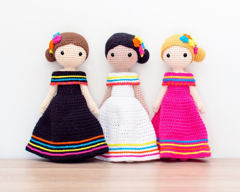 CROCHET PATTERN in English and Spanish Maria and Lucia 11 in./28 cm. tall Amigurumi Doll Crochet Toy Instant PDF Download image 1
