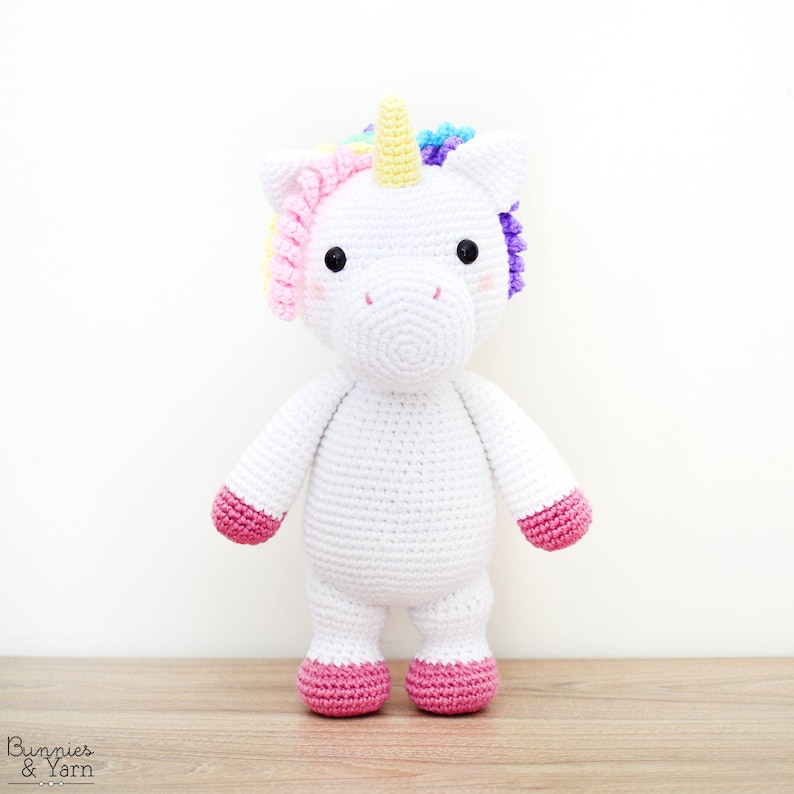 CROCHET PATTERN in English and Spanish Mimi the Friendly Unicorn 15/38 cm. tall Animal Amigurumi Kids Toy Instant PDF Download image 8