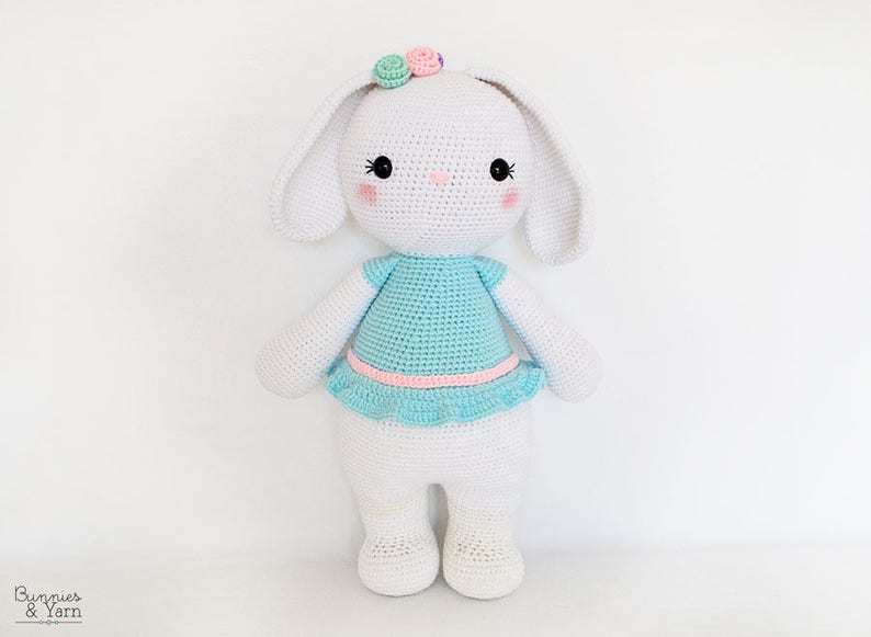 CROCHET PATTERN Sophie the Friendly Rabbit 21.5 in./55 cm. tall Amigurumi Animal Nursery Kids Gift Toy Instant PDF Download image 3