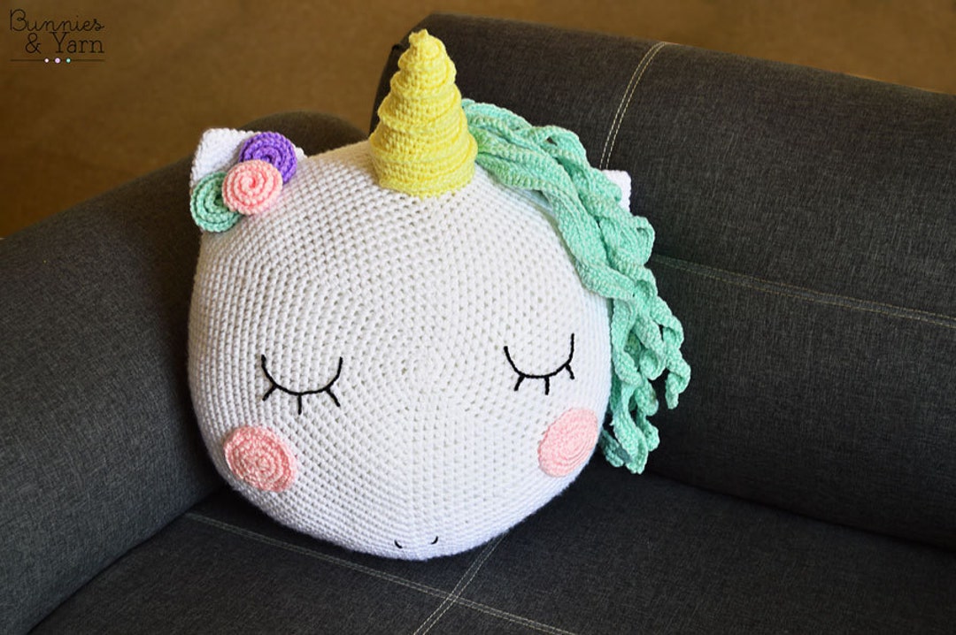 CROCHET PATTERN Unicorn Pillow / Cushion 14 In./36 Cm. Tall Crochet Toy