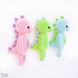 CROCHET PATTERN in English - Sweet Dinosaur - Sweet Dreams Collection - 9.5 in./24 cm. tall - Amigurumi Animal - Instant PDF Download image 2