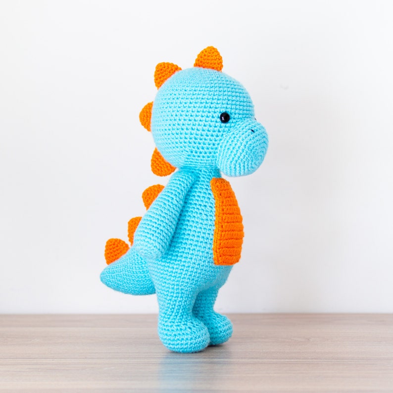 Bruce the Friendly Dinosaur Crochet Pattern in English and Spanish 14.5 in./37 cm. tall Amigurumi Pattern Instant PDF Download image 2