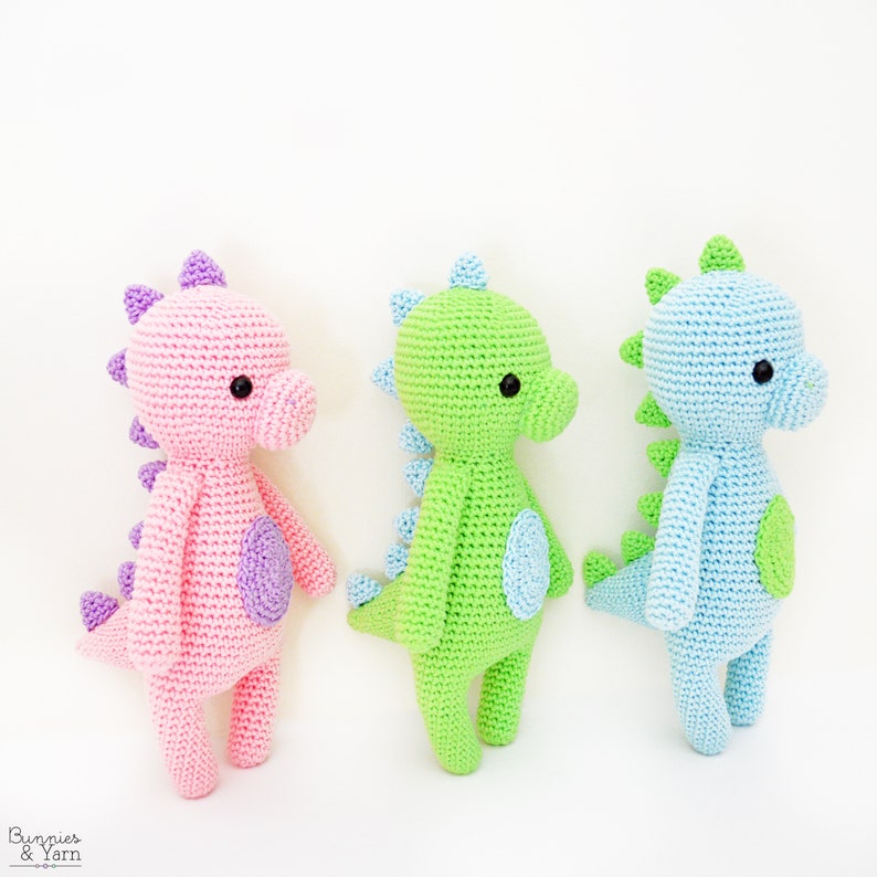 CROCHET PATTERN in English - Sweet Dinosaur - Sweet Dreams Collection - 9.5 in./24 cm. tall - Amigurumi Animal - Instant PDF Download image 8