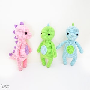 CROCHET PATTERN in English - Sweet Dinosaur - Sweet Dreams Collection - 9.5 in./24 cm. tall - Amigurumi Animal - Instant PDF Download image 3