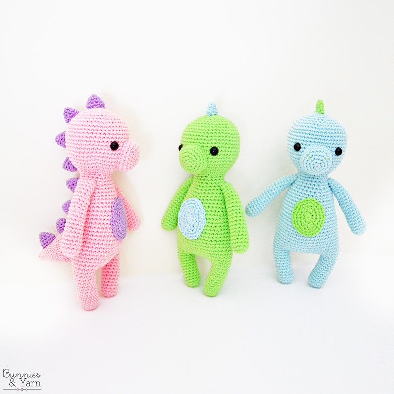 CROCHET PATTERN in English - Sweet Dinosaur - Sweet Dreams Collection - 9.5 in./24 cm. tall - Amigurumi Animal - Instant PDF Download image 3