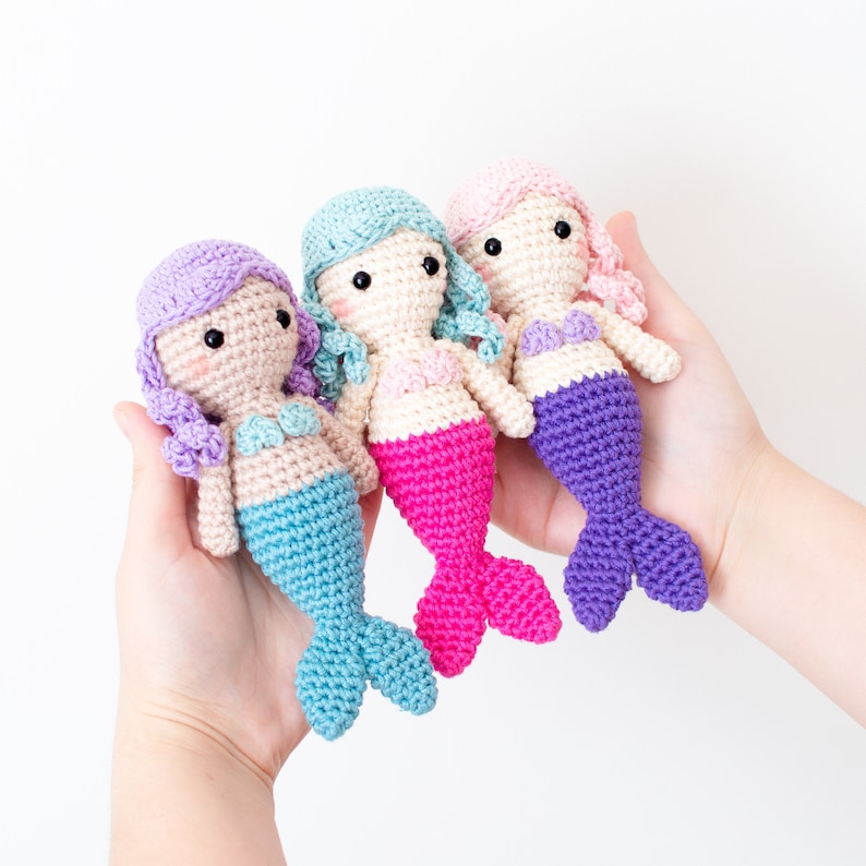 Lucy la Sirena Mini Patrón de Crochet en Inglés y Español Amigurumi Ganchillo Descarga Instantánea PDF imagen 5