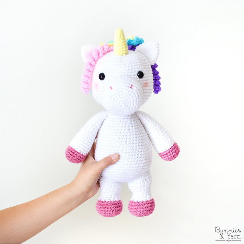 CROCHET PATTERN in English and Spanish Mimi the Friendly Unicorn 15/38 cm. tall Animal Amigurumi Kids Toy Instant PDF Download image 2