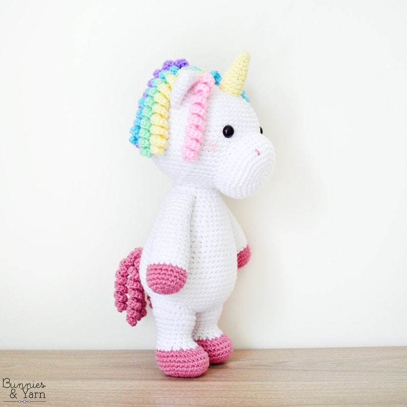 CROCHET PATTERN in English and Spanish Mimi the Friendly Unicorn 15/38 cm. tall Animal Amigurumi Kids Toy Instant PDF Download image 5