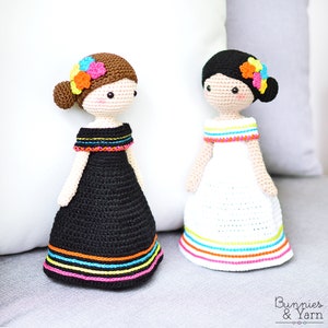 CROCHET PATTERN in English and Spanish Maria and Lucia 11 in./28 cm. tall Amigurumi Doll Crochet Toy Instant PDF Download image 4