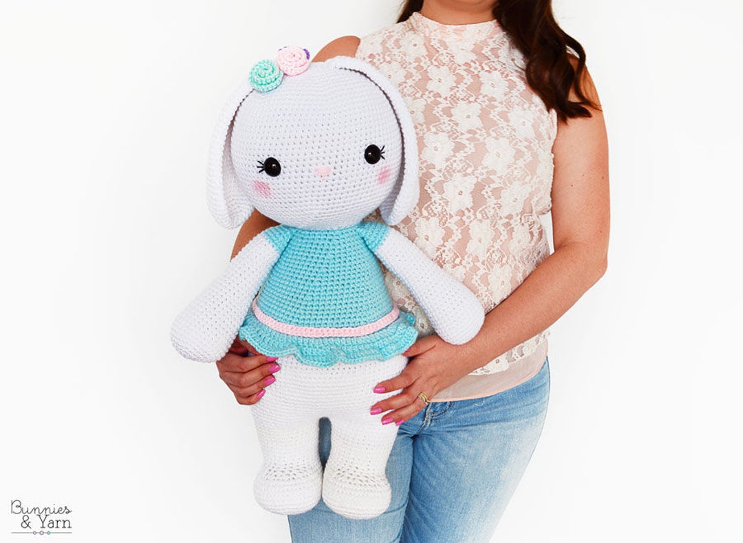 CROCHET PATTERN Sophie the Friendly Rabbit 21.5 In./55 Cm. Tall Amigurumi  Animal Nursery Kids Gift Toy Instant PDF Download 