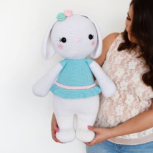 CROCHET PATTERN Sophie the Friendly Rabbit 21.5 in./55 cm. tall Amigurumi Animal Nursery Kids Gift Toy Instant PDF Download image 2