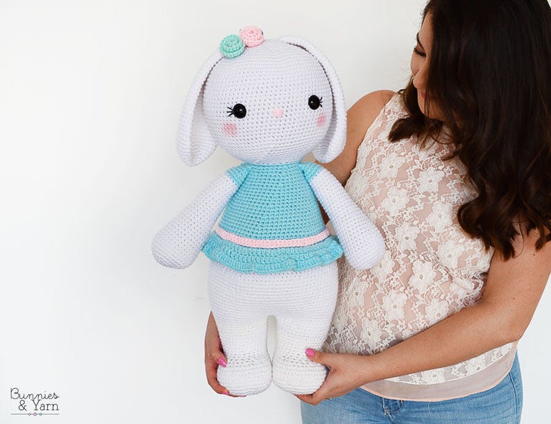 CROCHET PATTERN Sophie the Friendly Rabbit 21.5 in./55 cm. tall Amigurumi Animal Nursery Kids Gift Toy Instant PDF Download image 2