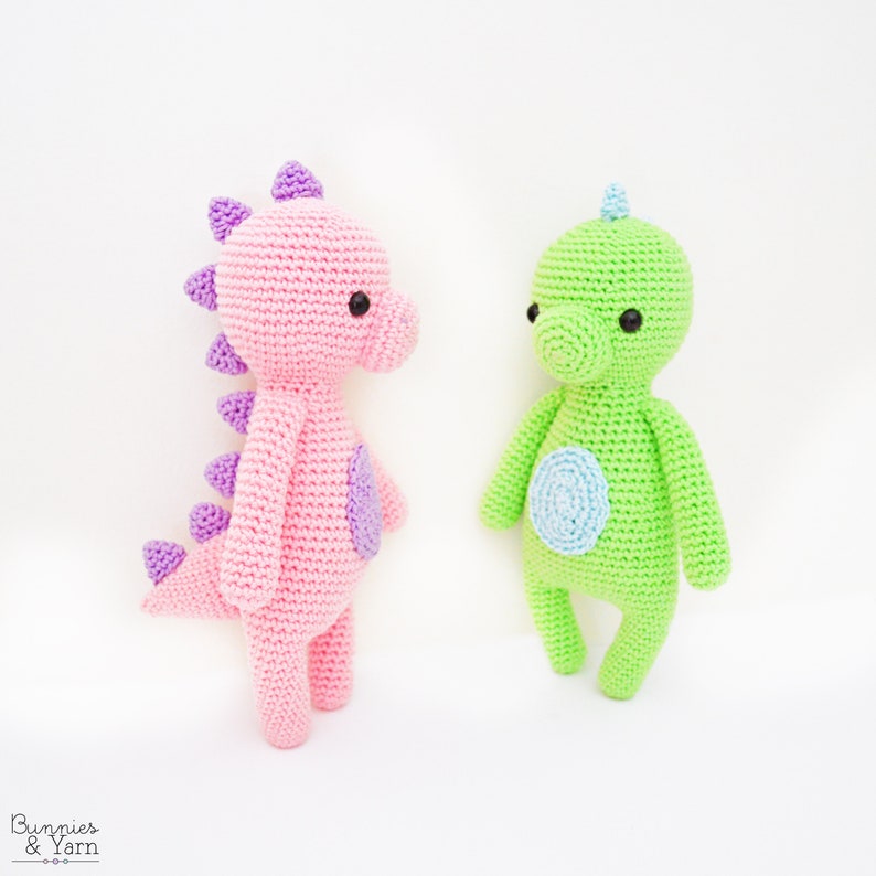 CROCHET PATTERN in English - Sweet Dinosaur - Sweet Dreams Collection - 9.5 in./24 cm. tall - Amigurumi Animal - Instant PDF Download image 5