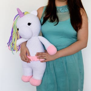 CROCHET PATTERN in English Betsy the Big Unicorn 21.5 in./55 cm. tall Amigurumi Animal Nursery Kids Gift Toy Instant PDF Download image 3