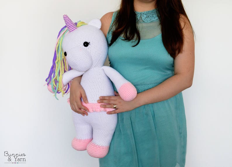 CROCHET PATTERN in English Betsy the Big Unicorn 21.5 in./55 cm. tall Amigurumi Animal Nursery Kids Gift Toy Instant PDF Download image 3