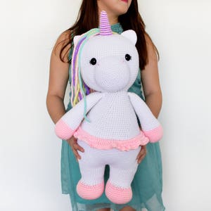 CROCHET PATTERN in English Betsy the Big Unicorn 21.5 in./55 cm. tall Amigurumi Animal Nursery Kids Gift Toy Instant PDF Download image 2