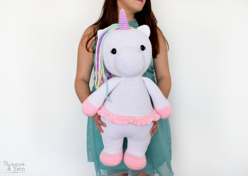 CROCHET PATTERN in English Betsy the Big Unicorn 21.5 in./55 cm. tall Amigurumi Animal Nursery Kids Gift Toy Instant PDF Download image 2