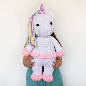 CROCHET PATTERN in English Betsy the Big Unicorn 21.5 in./55 cm. tall Amigurumi Animal Nursery Kids Gift Toy Instant PDF Download image 4