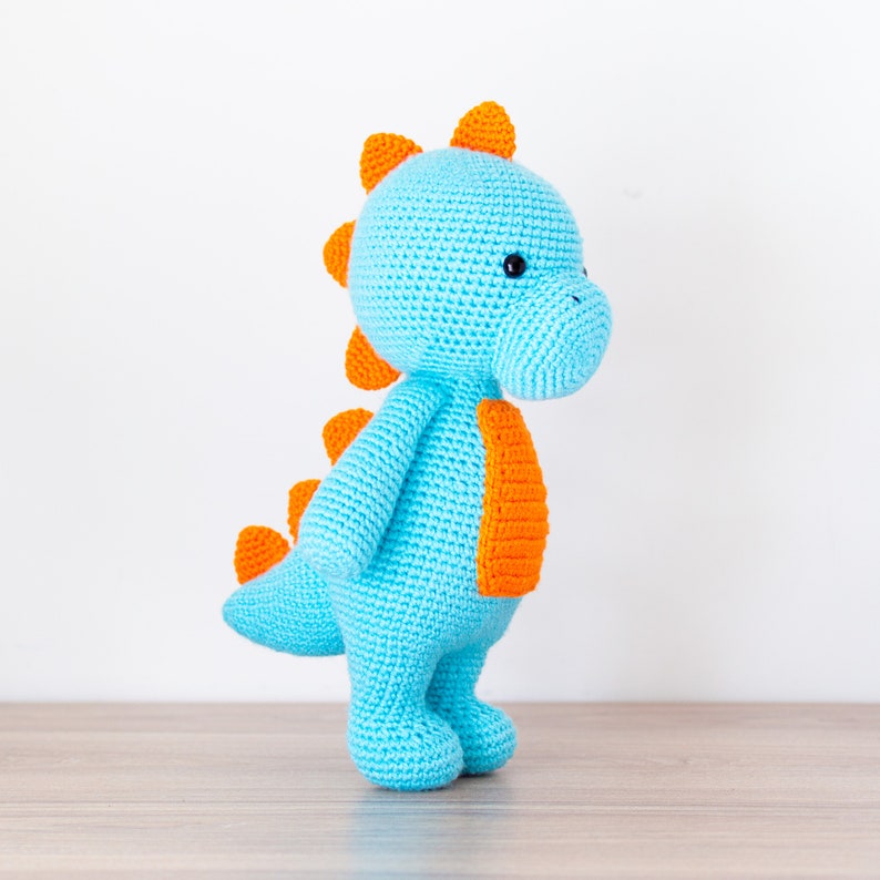 Bruce the Friendly Dinosaur Crochet Pattern in English and Spanish 14.5 in./37 cm. tall Amigurumi Pattern Instant PDF Download image 7