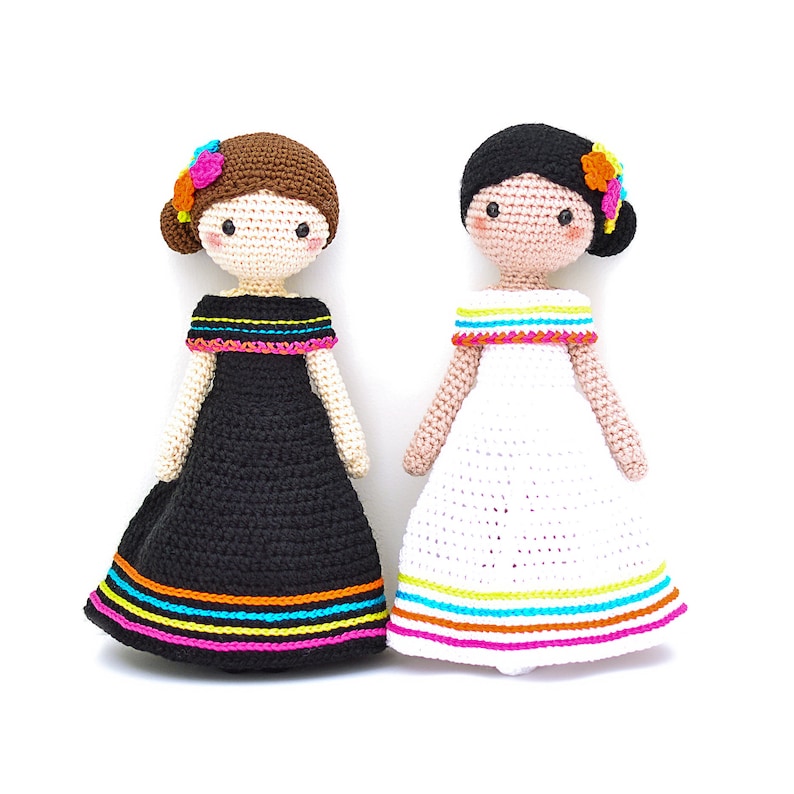 CROCHET PATTERN in English and Spanish Maria and Lucia 11 in./28 cm. tall Amigurumi Doll Crochet Toy Instant PDF Download image 2