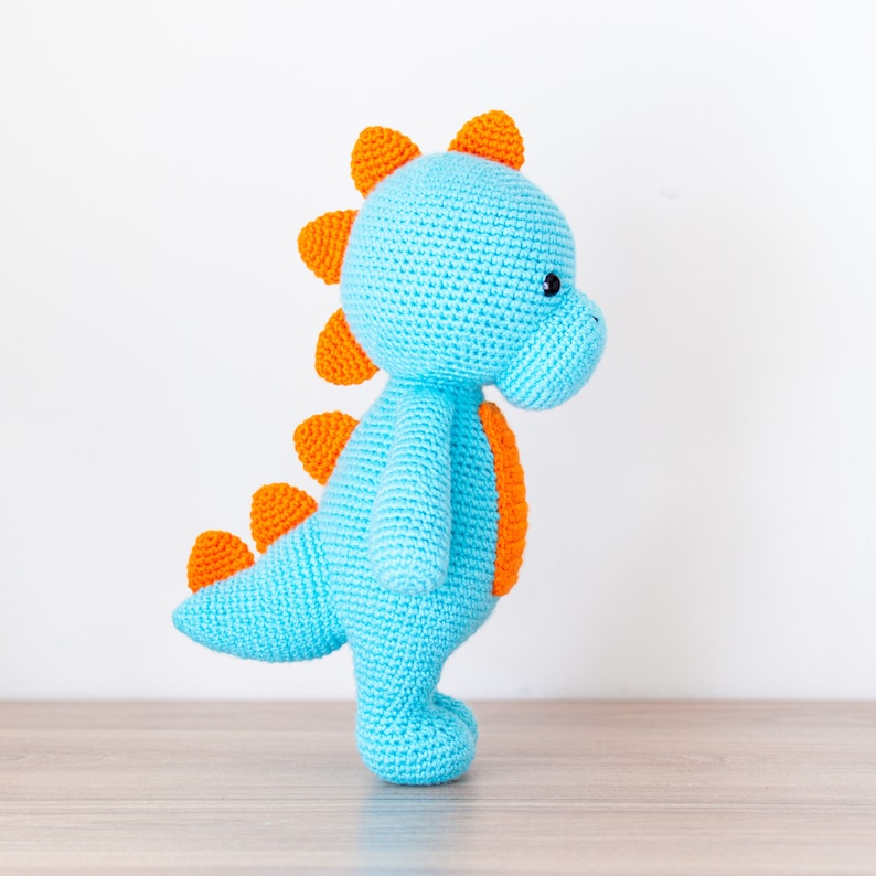 Bruce the Friendly Dinosaur Crochet Pattern in English and Spanish 14.5 in./37 cm. tall Amigurumi Pattern Instant PDF Download image 5