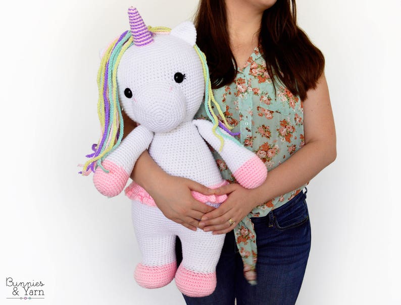 CROCHET PATTERN in English Betsy the Big Unicorn 21.5 in./55 cm. tall Amigurumi Animal Nursery Kids Gift Toy Instant PDF Download image 1