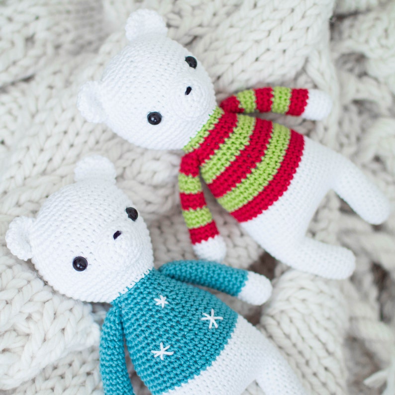 WZÓR SZYDEŁKOWY po angielsku - Słodki miś polarny - Kolekcja Sweet Dreams - 9 cali/23 cm wysokości - Zwierzę Amigurumi - Natychmiastowe pobranie pliku PDF zdjęcie 3