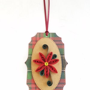 Christmas holiday seasonal quilled paper gift tags set of 4 | Etsy