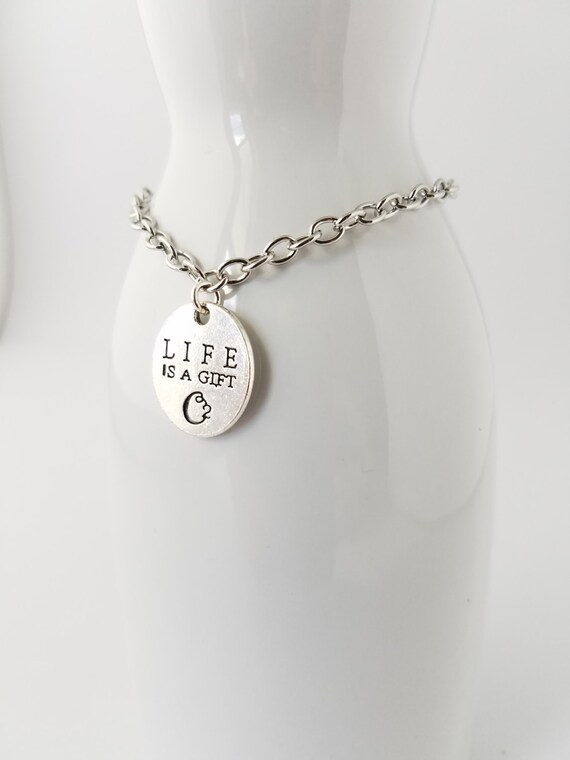 Minimalist Chain Charm Bracelet With Inspirational Message Etsy