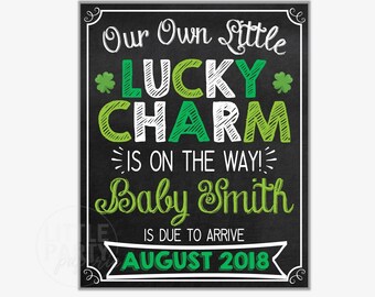 St. Patricks Day Pregnancy Announcement | PRINTABLE Pregnancy Announcement | PRINTABLE Chalkboard Sign | DIGITAL Only |  Design PA17002