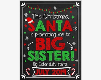 Christmas Pregnancy Announcement Sign for Big Sister,  Christmas Pregnancy Announcement, Printable Christmas Announcement, Design PA18009