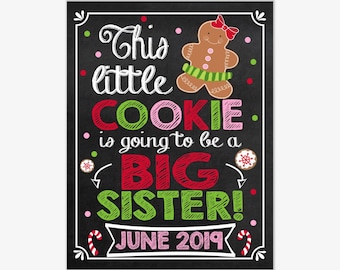 Christmas Pregnancy Announcement Sign for Big Sister,  Christmas Pregnancy Announcement, Printable Christmas Announcement, Design PA18010