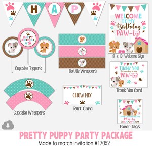 INSTANT DOWNLOAD Puppy Party Package | Puppy Birthday Party Package | Puppy Party | Printable Party Pack |  Design 17052