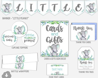 Elephant Baby Shower Package, Little Peanut Baby Shower Package, Boy Baby Shower Package, Printable, INSTANT DOWNLOAD, Design 18047