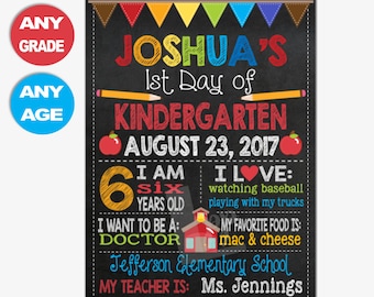 First Day of School Chalkboard Sign | Back to School Sign | 1st Day of School Printable | 1st Day of School Sign | Design SMLST17006