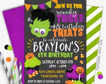 Halloween Birthday Invitation | Halloween Party Invitation |  | Halloween Party | Printable Invitation | Digital Invite | Design 18042B