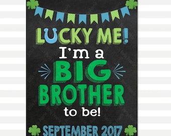 Annonce de grossesse St Patricks Day | Big Brother | Petit charmeur | La grossesse révèlent signe | Tableau imprimable signe | Conception PA17005