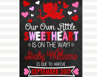 Valentines Day Pregnancy Announcement | Pregnancy Reveal Sign | Printable Chalkboard Sign | Design PA16036