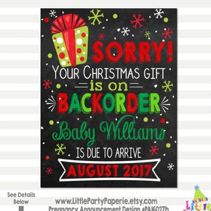 Anuncio de Embarazo de Navidad Imprimible, Cartel de Anuncio de Navidad Imprimible, Anuncio de Embarazo para Navidad, Diseño PA16027b