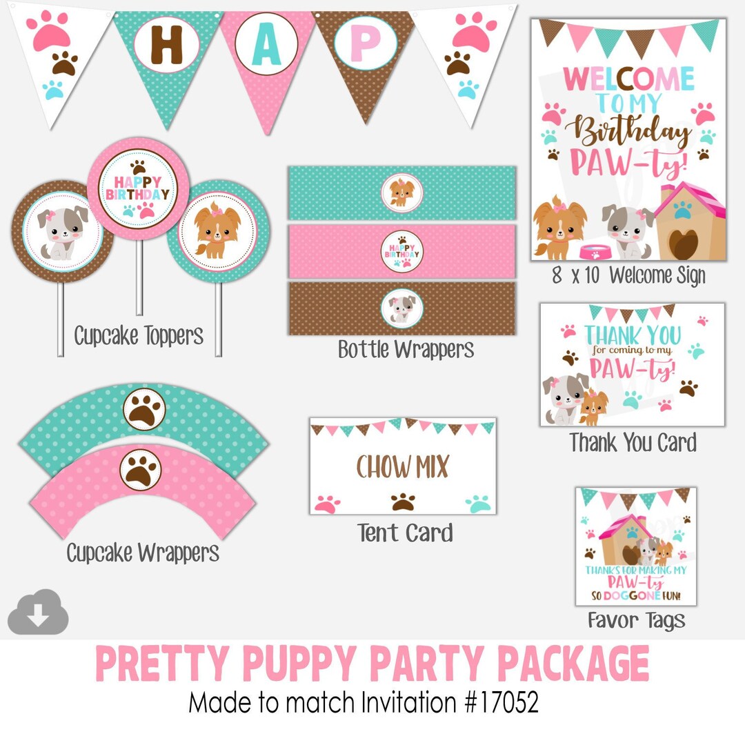 INSTANT DOWNLOAD Puppy Party Package | Puppy Birthday Party Package ...