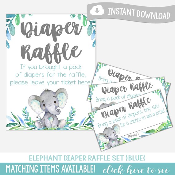 elephant diaper raffle diaper raffle ticket baby shower diaper raffle