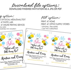 EDITABLE Bee Gender Reveal Invitation Template, Gender Reveal Invitation, What Will Baby Bee, CORJL Invitation Template, Design 19025C image 5