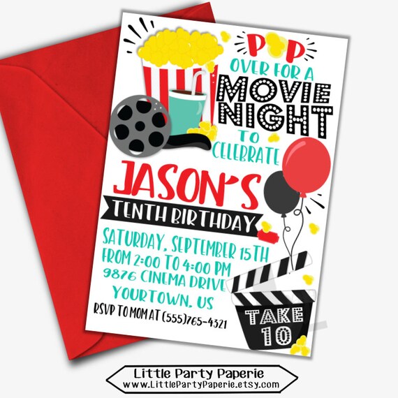 movie night birthday invitation movie night invite movie movie invite