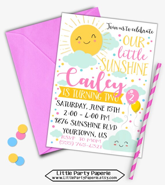 Sunshine Birthday Invitation You Are My Sunshine Invitation