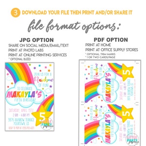 RAINBOW Birthday Party Invitation, Rainbow Party Invitation Template, EDITABLE Rainbow Invitation, CORJL Invitation Template, Design 19005C image 6